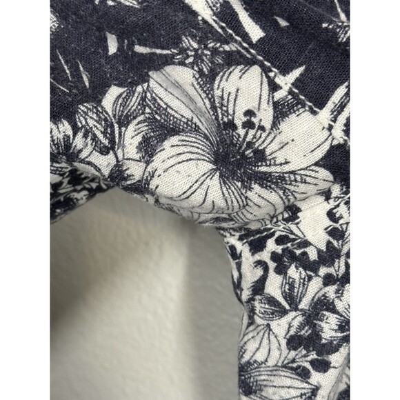 Beau Dawson Linen Blend Wide Leg Blue White Floral Pants Size L Beachy Coastal - Picture 12 of 14